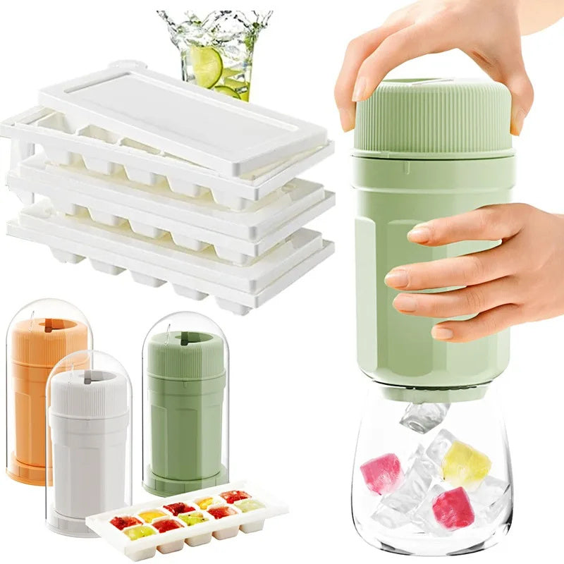 Twisting Ice Cup Rotating Release Ice Cube Trays Rotation With Cover Ice Block Mold For Freezer Home Refrigerator Storage - Nyaabs