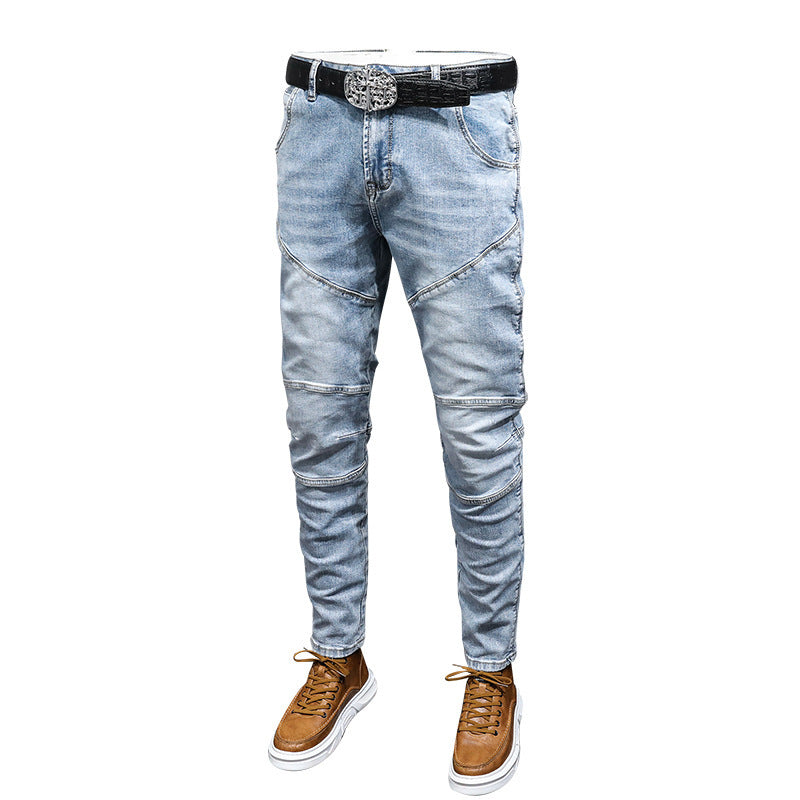 Patchwork Casual Light Blue Jeans - Nyaabs