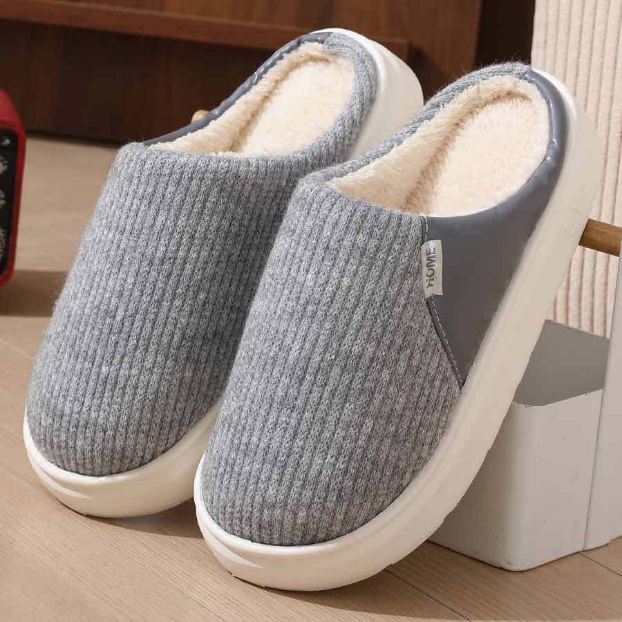 Winter Warm Plush Home Slippers Lightweight Thick Bottom Silent Non-slip Floor Bedroom Slippers Couple House Shoes Women Men - Nyaabs