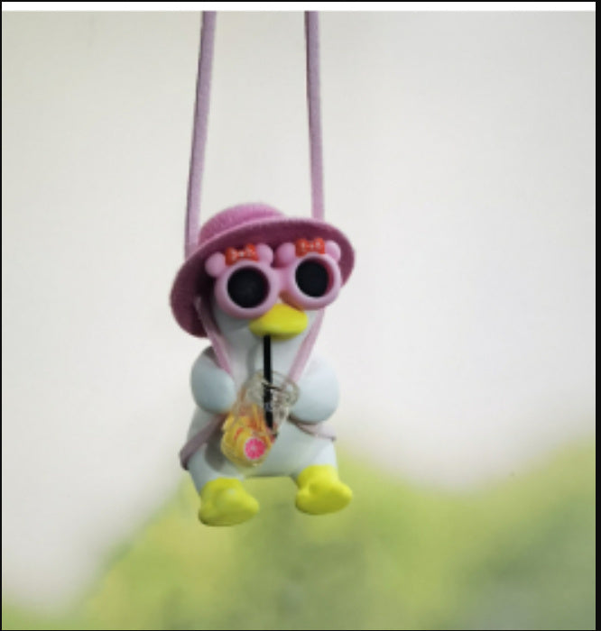 Car Pendant Cute Anime Little Duck Swing Auto Rearview Mirror Hanging Ornaments Interior Decoraction Accessories For Girls Gifts - Nyaabs