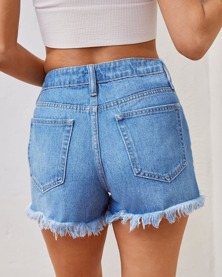 Tassel High Waist Ripped Denim Shorts nyaabs.com