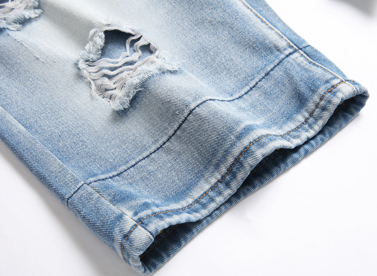 Worn Ripped Men's Five-point Denim Shorts - Nyaabs