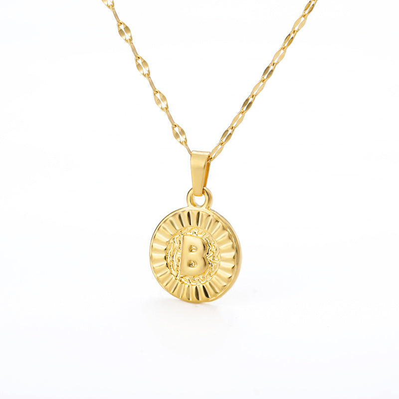 English Alphabet Disc Necklace Women And Men - Nyaabs