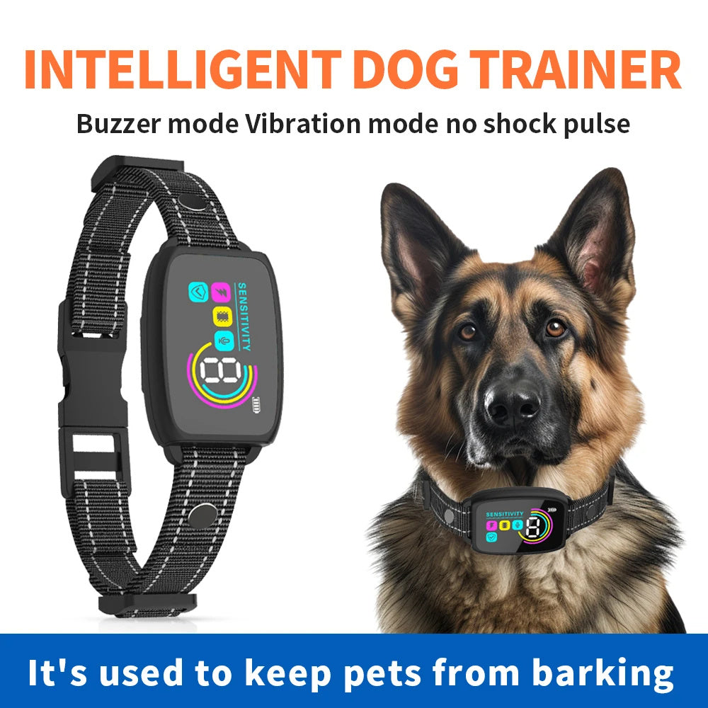 Smart Automatic Anti Barking Dog Collar Rechargeable Bark Stopper Stop Barking HD Digital Display IP67 Waterproof Collar For Dogs Pet Products - Nyaabs