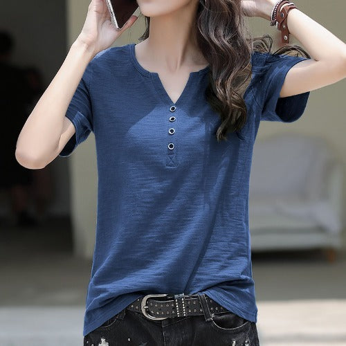 Women's Cotton Short-sleeved T-shirt Loose Bottoming Shirt - Nyaabs