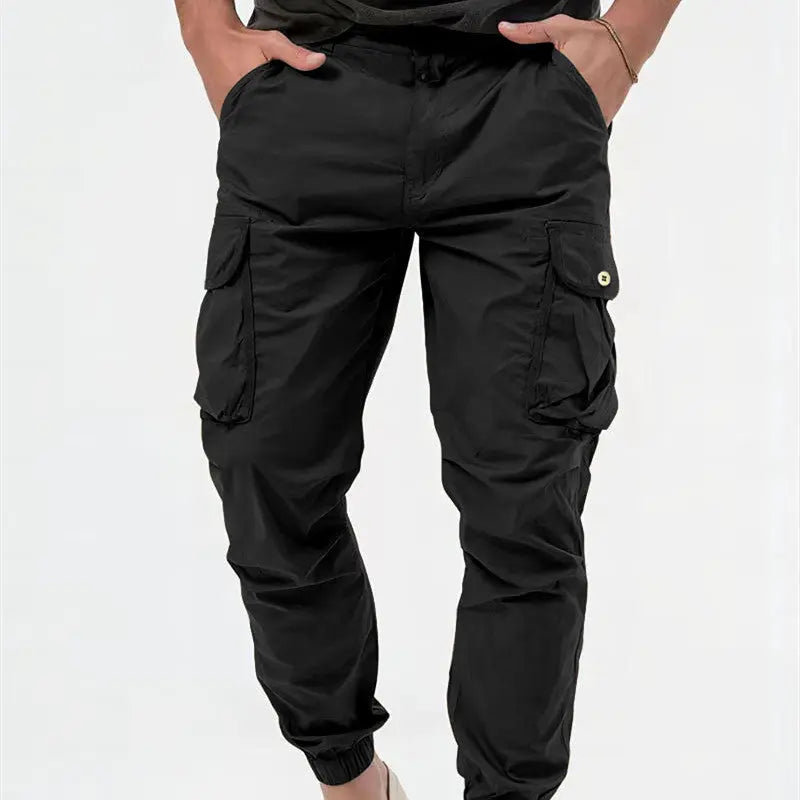 Men's Cargo Trousers With Three-dimensional Pockets Solid Color Casual Pants - Nyaabs