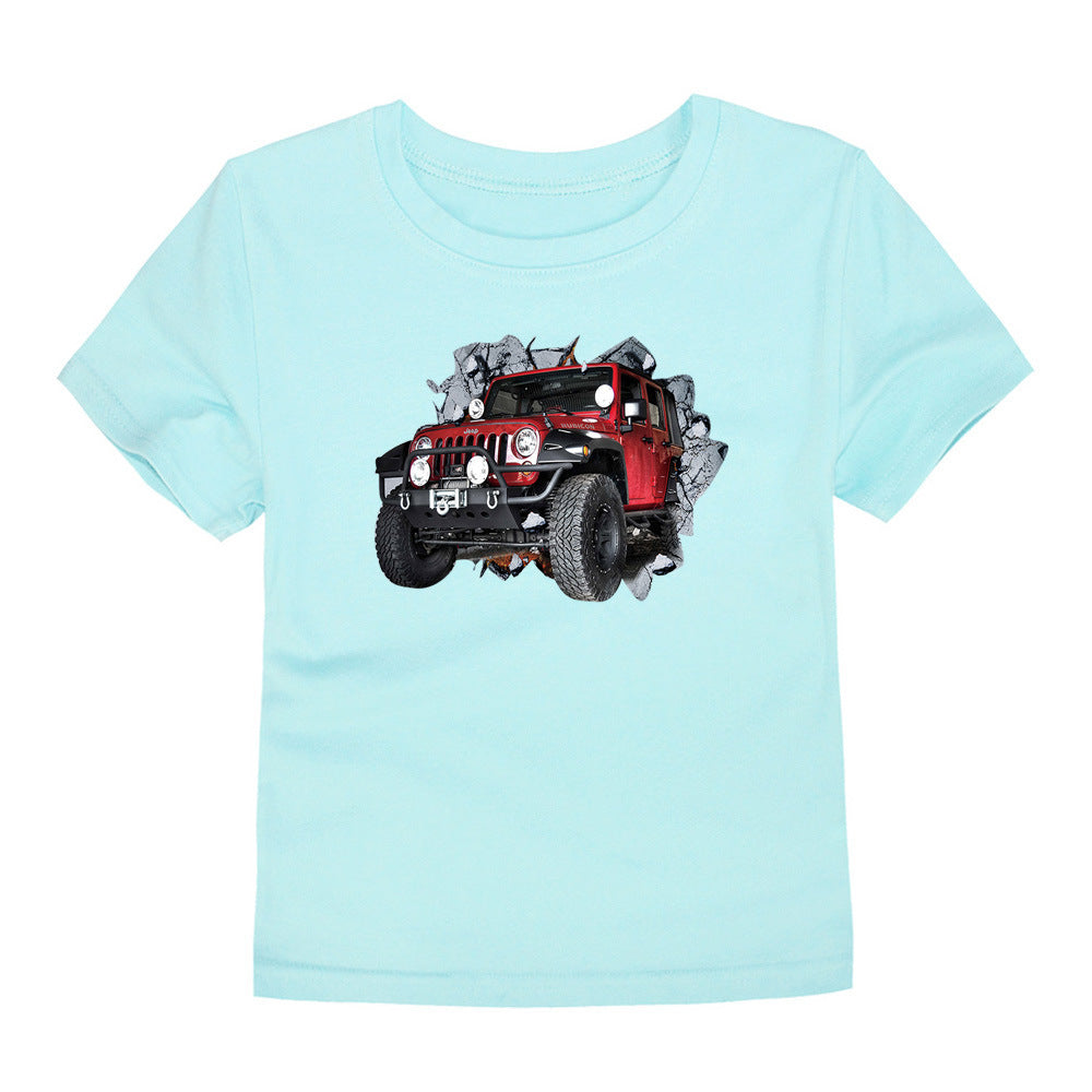 Children's Short-sleeved Cotton Heat Transfer T-shirt For Boys And Girls - Nyaabs