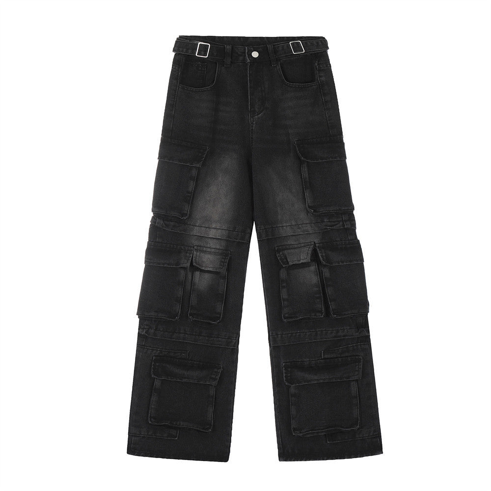 Functional Multi-pocket Tactical Tooling Denim Trousers Men - Nyaabs