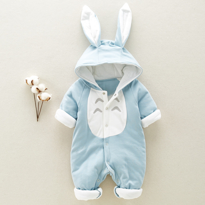 The new cotton padded cotton baby romper thickened chinchilla hooded cotton baby Onesies newborn go climbing clothes - Nyaabs