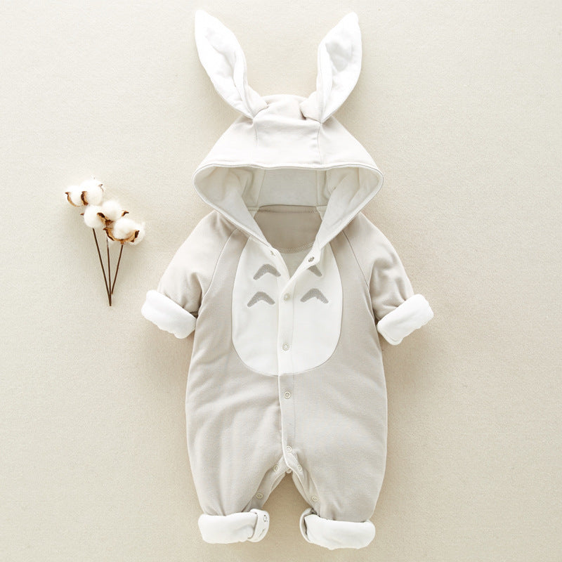 The new cotton padded cotton baby romper thickened chinchilla hooded cotton baby Onesies newborn go climbing clothes - Nyaabs