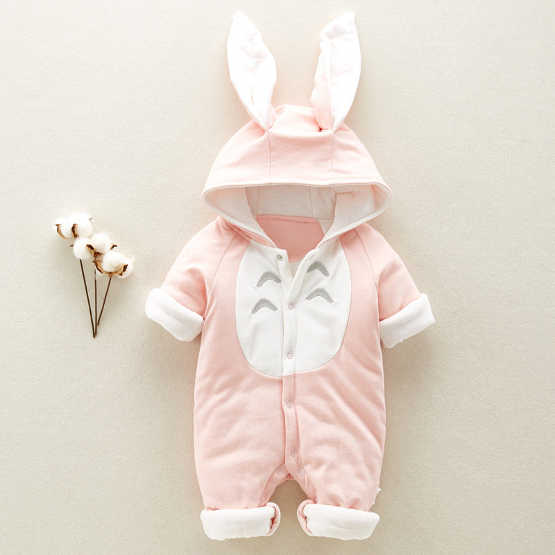 The new cotton padded cotton baby romper thickened chinchilla hooded cotton baby Onesies newborn go climbing clothes - Nyaabs