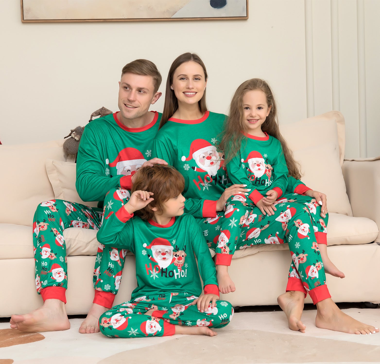 Christmas Pajamas For Family Matching Family Christmas PJs Sets Santa Claus Printed Top Sleepwear - Nyaabs