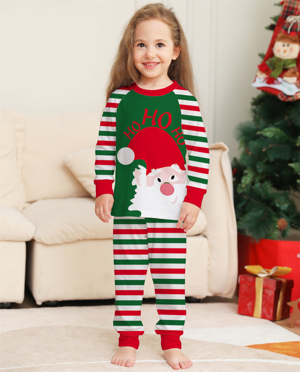 Family Christmas Pajamas Matching Sets Red Stripe Xmas Holiday Sleepwear Jammies Long Sleeve PJs Outfits - Nyaabs