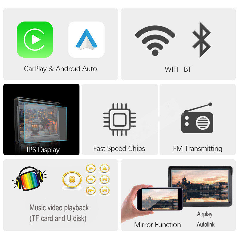 7 IPS Car Smart Screen Wireless Carplay Auto Mobile Phone Projection Screen Navigation - Nyaabs