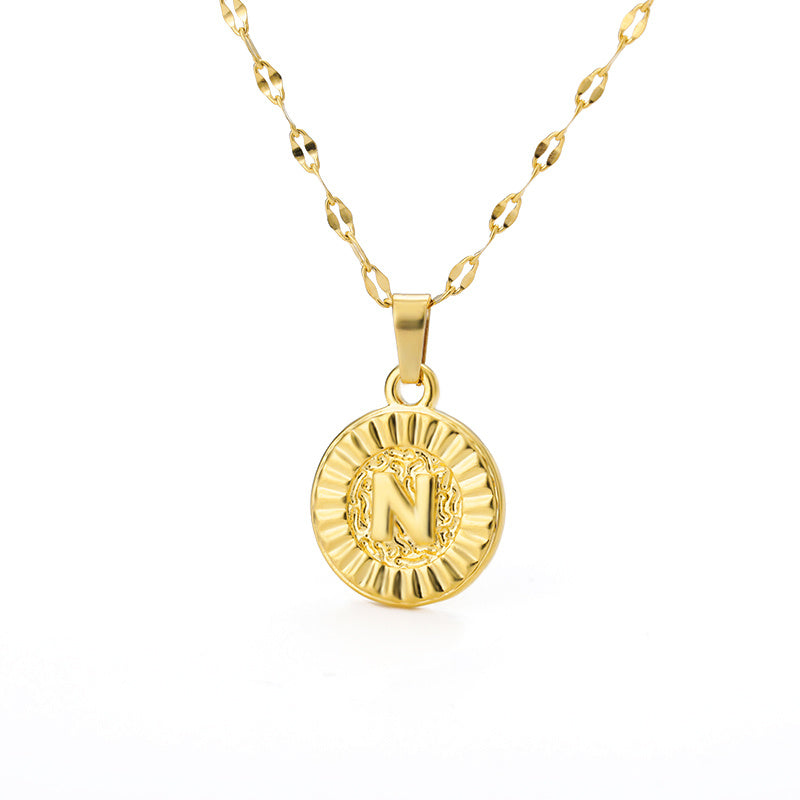 English Alphabet Disc Necklace Women And Men - Nyaabs