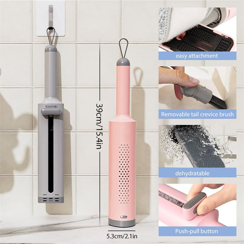 Rotatable Self-Squeeze Mini Mop With Crevice Brush Hand Wash-Free Flat Squeeze Mop With 2 Reusable Microfiber Pads, Microfiber Mop For Wet Dry Use Self Wringing Flat Mop For Floor Cleaning - Nyaabs