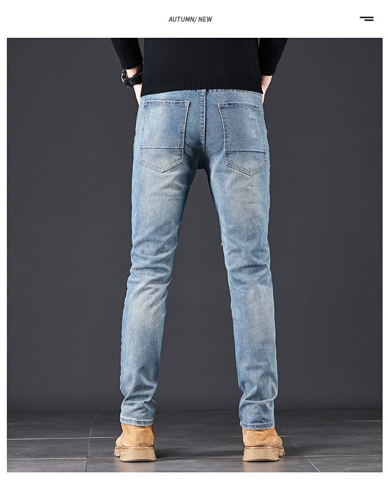 High-end Blue With Holes Jeans For Men - Nyaabs