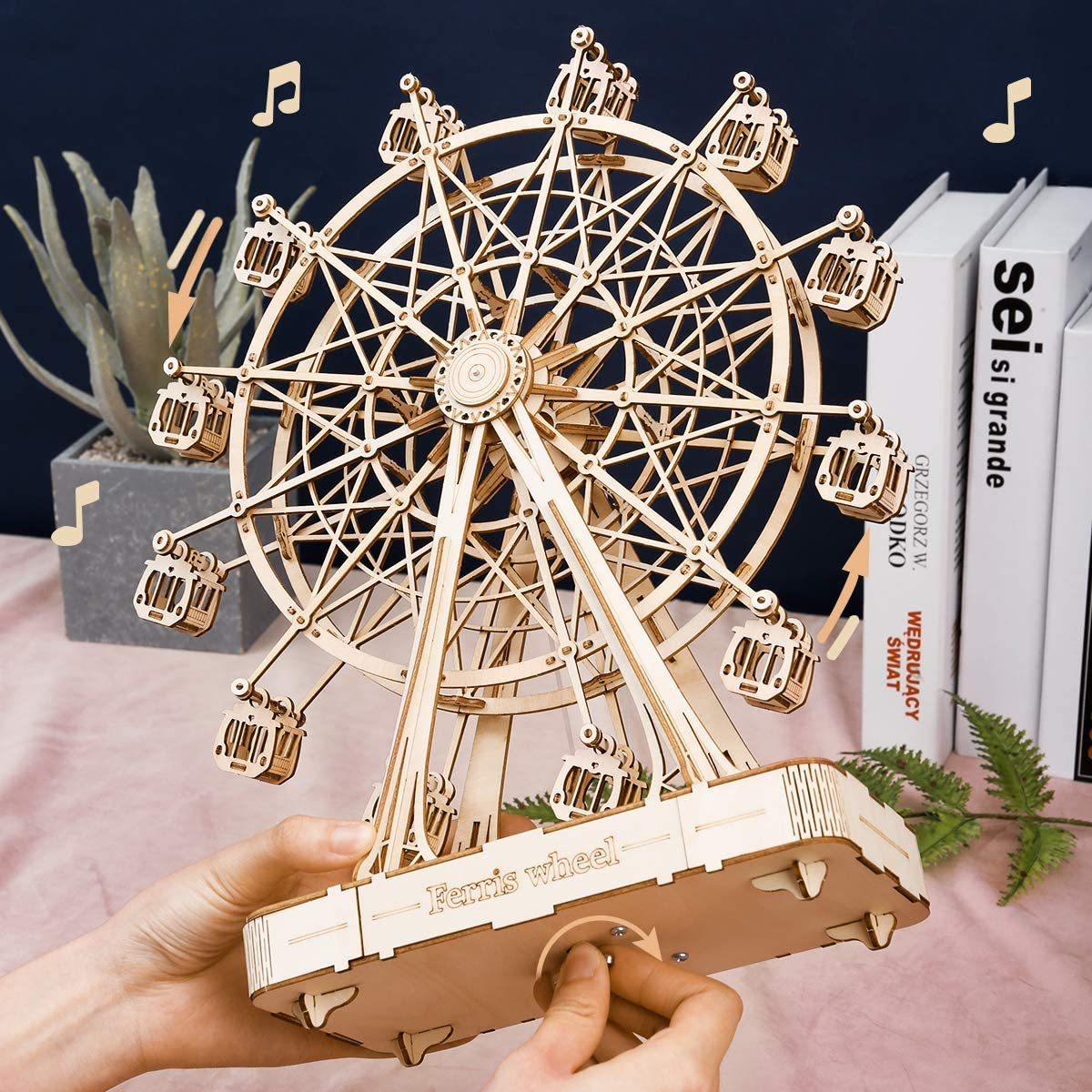 Robotime DIY Wooden Rotatable Ferris Wheel Model With Playing Music Toys For Children Birthday TGN01 My Store