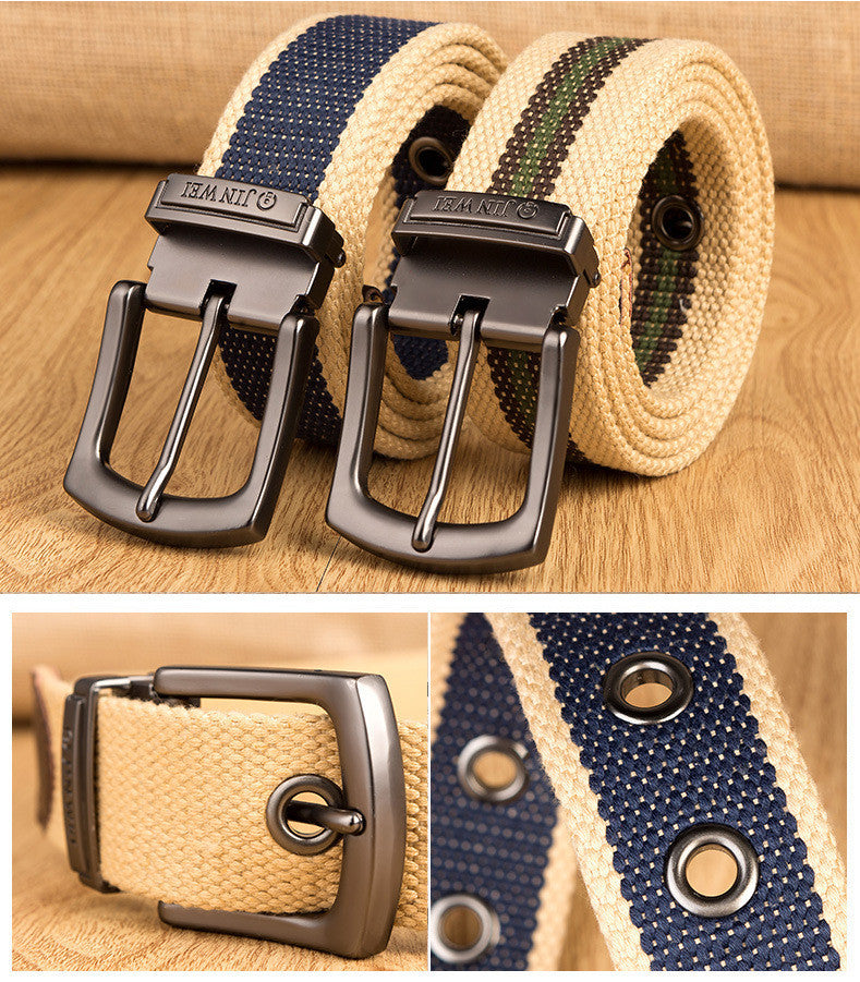 Outdoor Thickened Men's Pin Buckle Canvas Belt - Nyaabs