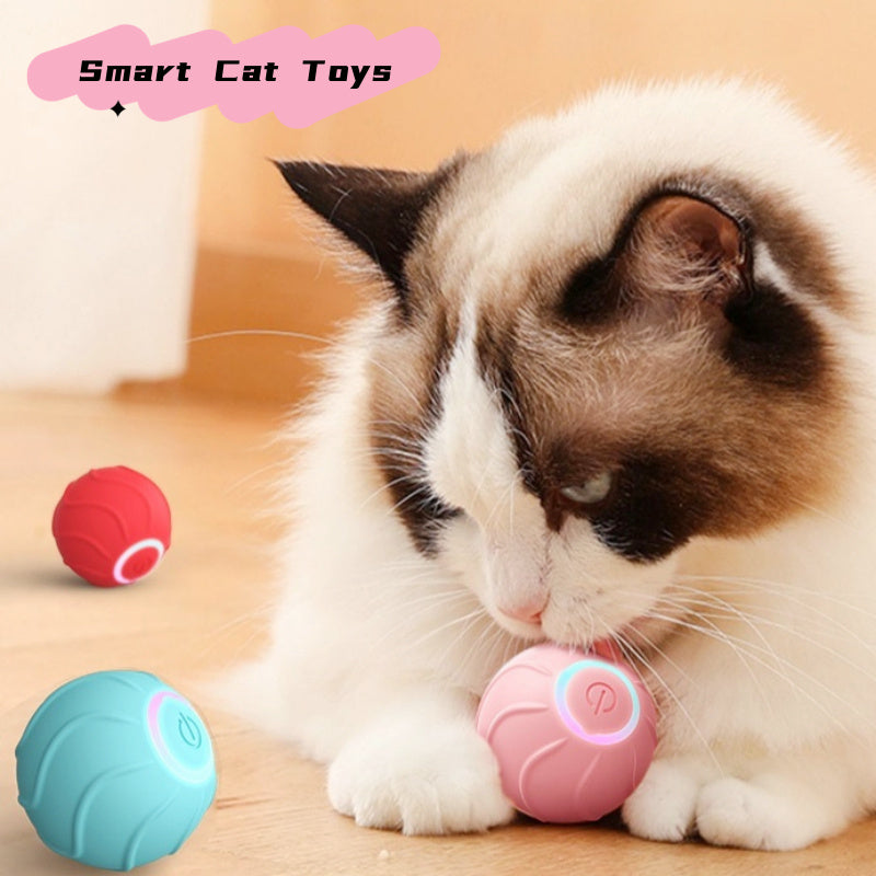 Smart Cat Toys Rolling Ball Pet Cat Owner Interactive Pets Toys Automatic Bouncing Ball USB Self Hi Teasing Kittens Jumping Ball - Nyaabs