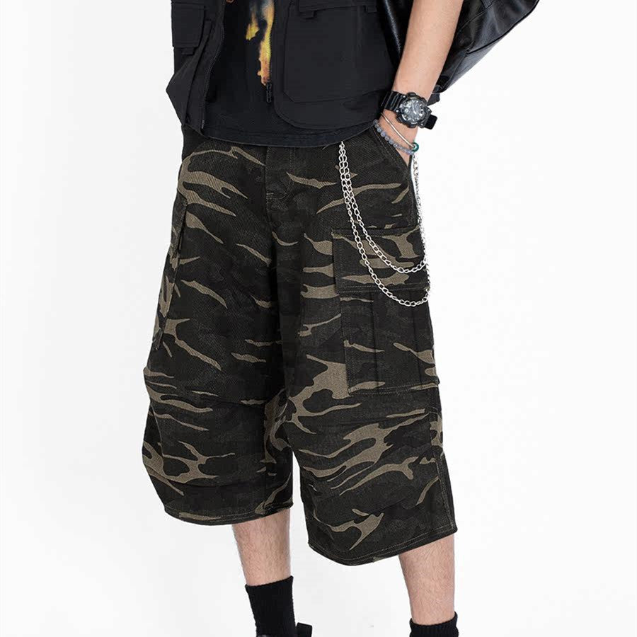 Camouflage Large Pocket American Street Men's Loose Casual Shorts - Nyaabs