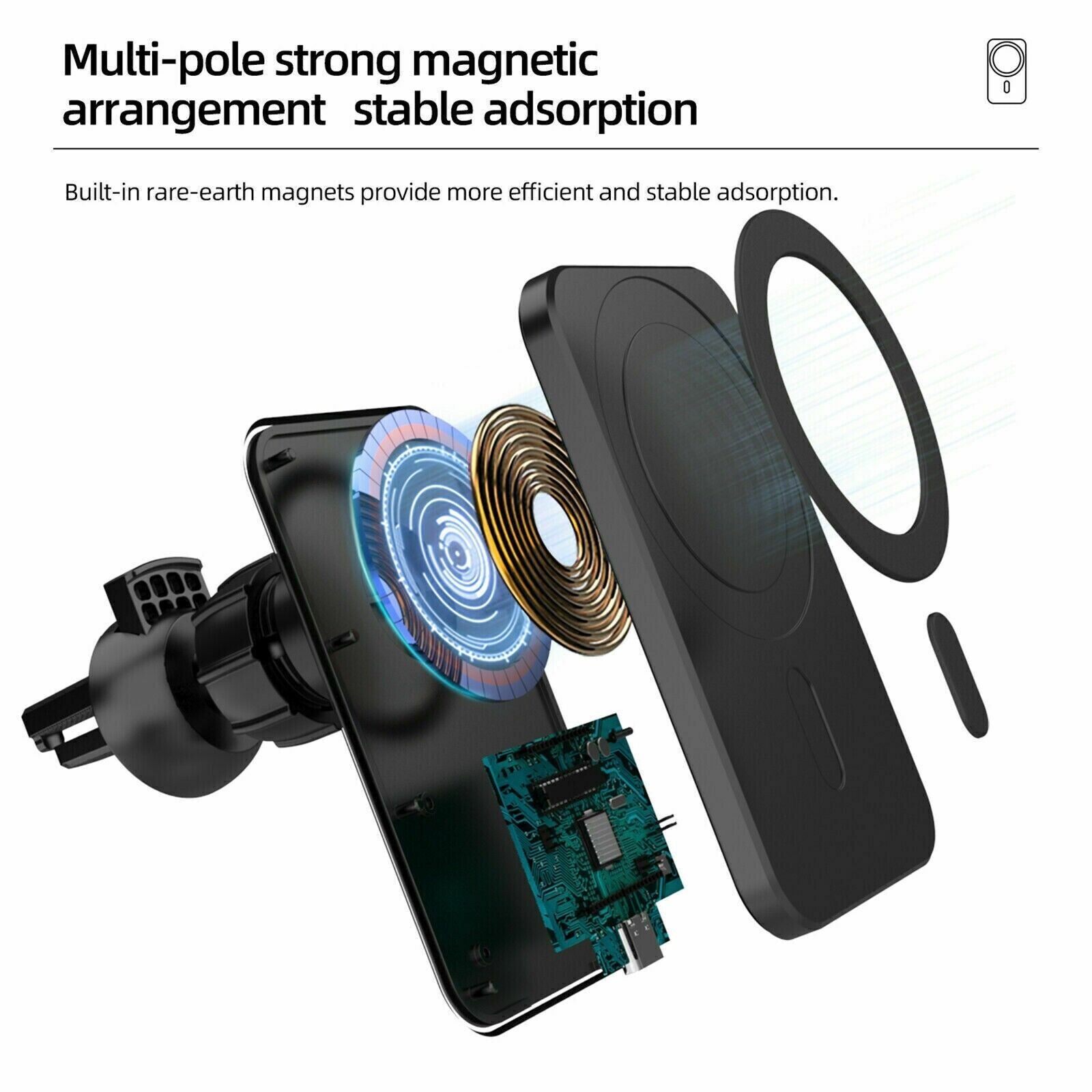 Magnetic Wireless Chargers Car Air Vent Stand Phone Holder Mini QI Fast Charging Station For Phone - Nyaabs