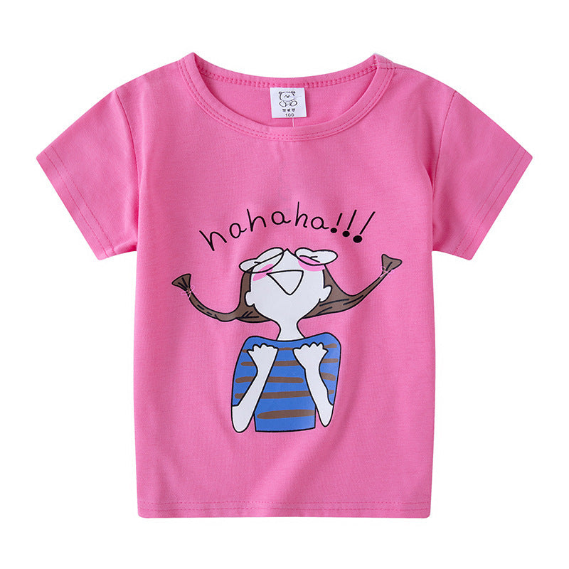 Children's Short Sleeve Boys And Girls T-shirt Cartoon Half Sleeve Top - Nyaabs