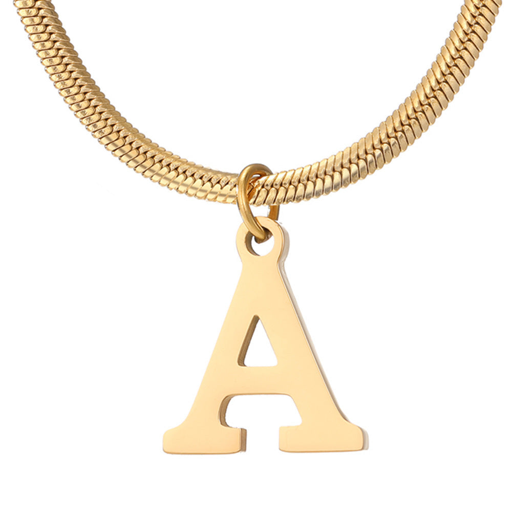 Minimalist A-Z Letter Pendant Necklace For Women Stainless Steel Gold Color Snake Chains Jewelry Birthday Gift - Nyaabs