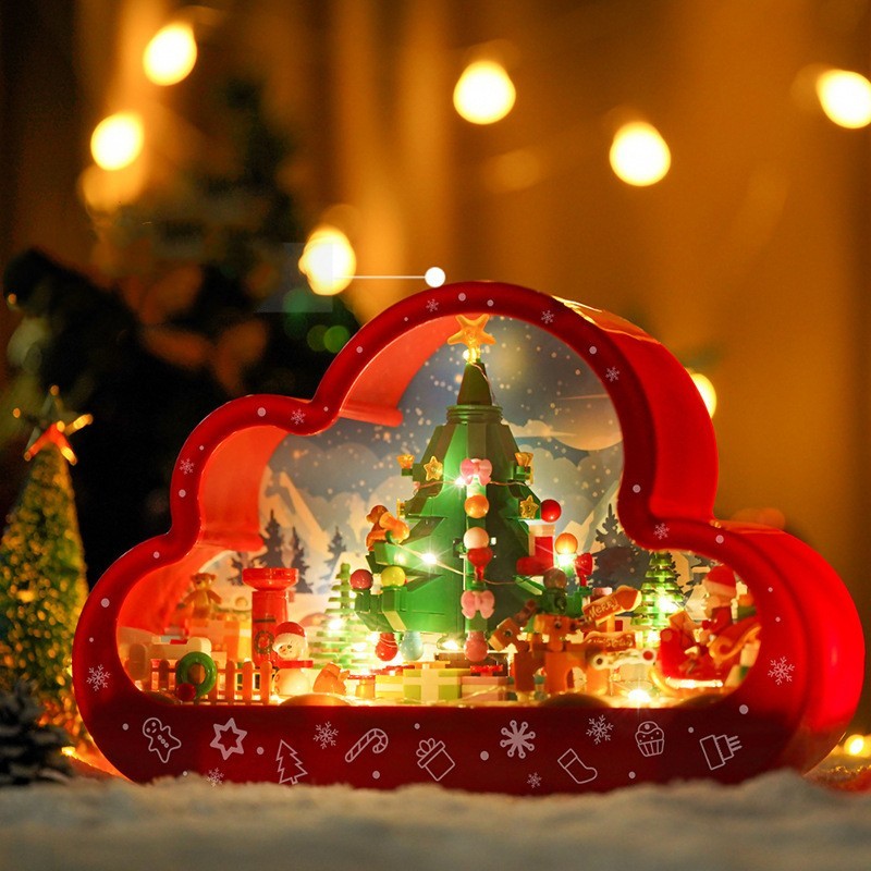 Christma New Style Assembled Building Block Toys Cloud Night Lamp Decorative Mirrors Frame LED Table Lights Creative Desk Bedroom Handmade Birthday Gifts - Nyaabs