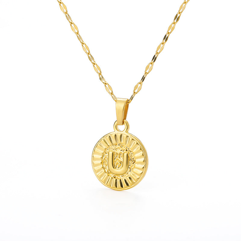 English Alphabet Disc Necklace Women And Men - Nyaabs