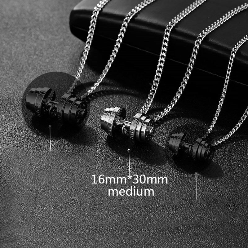 Stainless Steel Weights Gym Barbell Necklace Men - Nyaabs