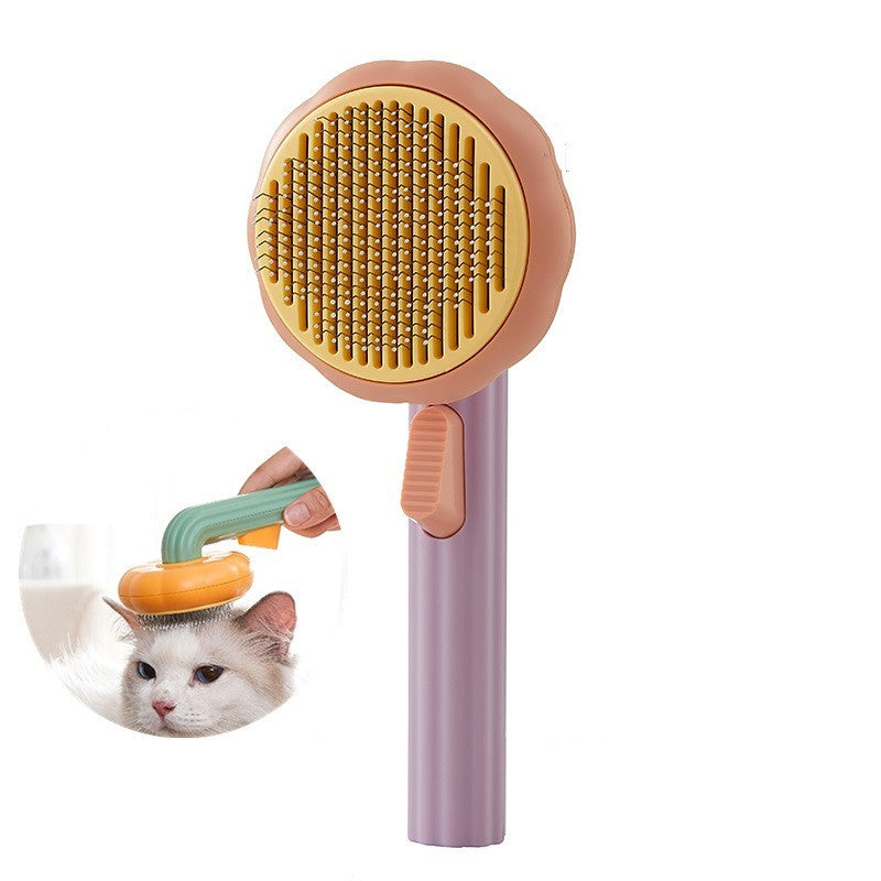 New Pet Cat Brush Hot Selling Hand-held Steel Wire Self-cleaning Comb Looper For Hair Removal nyaabs.com