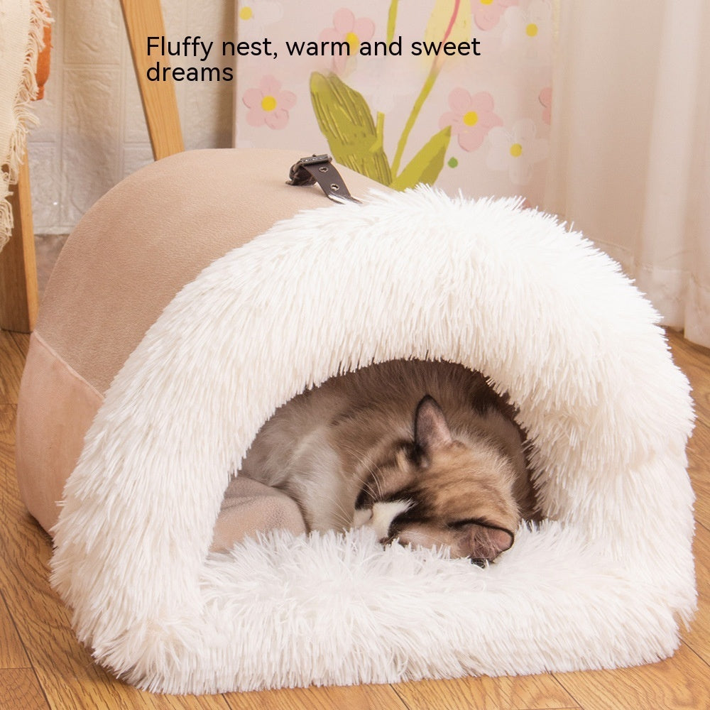 New Splice Portable Pet Nest Portable Autumn And Winter Warm Dog Nest Moisture-proof Long Fur Cat Nest Cross Border Pet Nest nyaabs.com