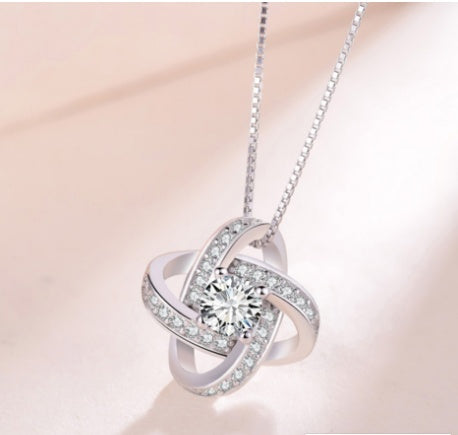 925 Sterling Silver Necklace For Women Forever Heart AAA Zircon Mosaic Necklaces & Pendants Gift - Nyaabs