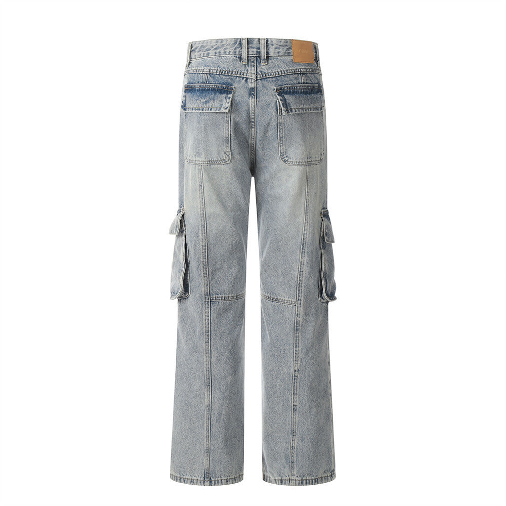 Punk Overalls Denim Trousers Men's Fashion Brand Stitching - Nyaabs