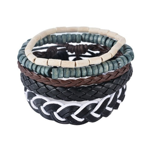 Leather Bracelet Men Multilayer Bead Bracelet Punk Wrap Bracelets for Women Vintage punk Men Jewelry - Nyaabs