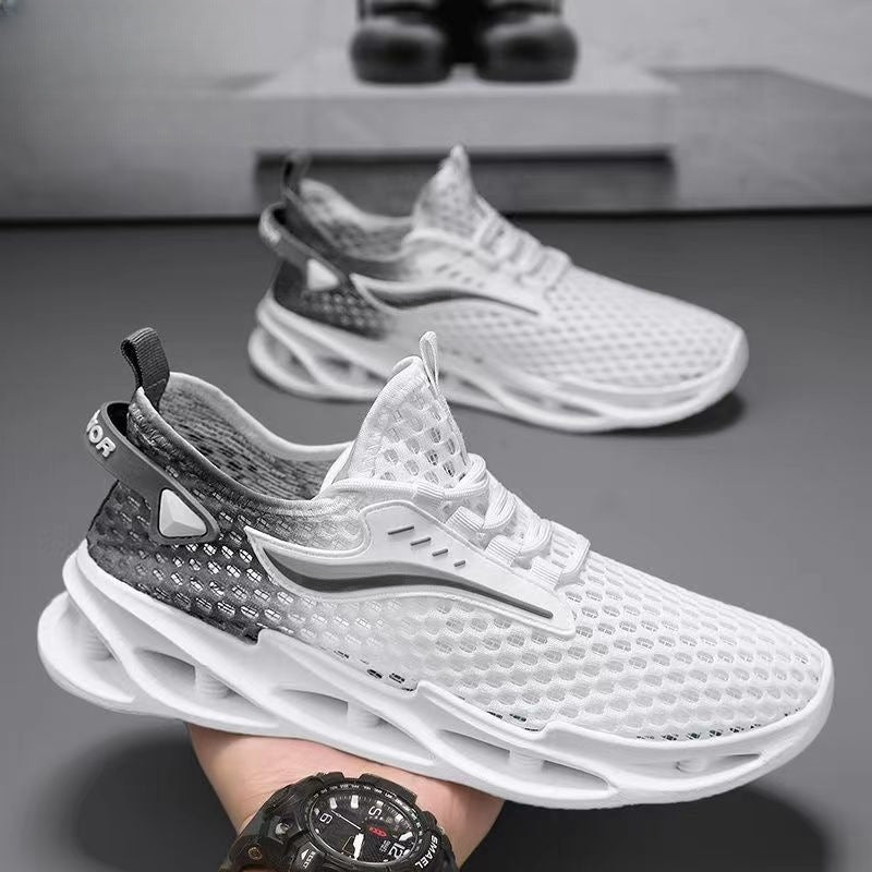 Men's Lace-up Sneakers Mesh Sports Shoes Fashion Hollow-sole Low Top Running Shoes - Nyaabs