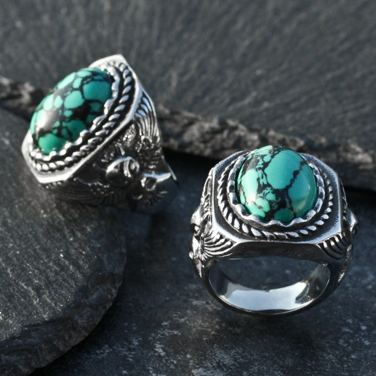 Vintage Turquoise Owl Ring For Men - Nyaabs