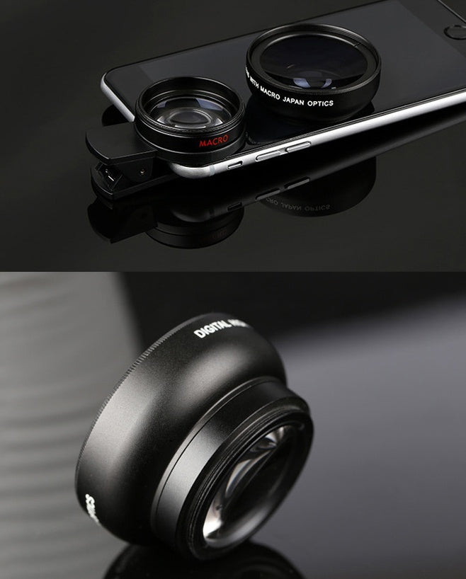 Mobile phone lens 0.45Xwide angle 12.5 times the macro external lens photography camera universal HD Combo - Nyaabs