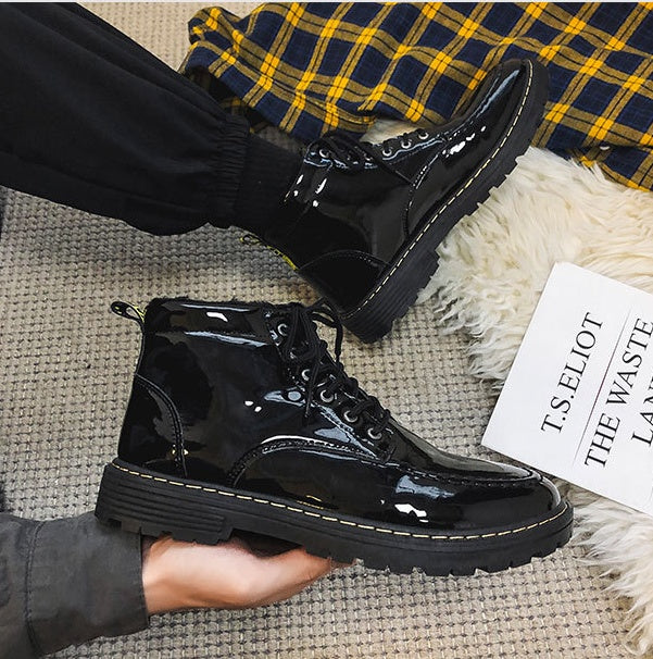 Winter Net Celebrity Same Paragraph Shiny Tooling High-top Shoes And Boots - Nyaabs