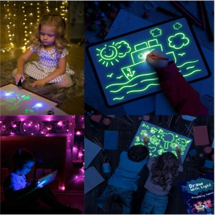 Educational Toy Drawing Pad 3D Magic 8 Light Effects Puzzle Board Sketchpad - Nyaabs