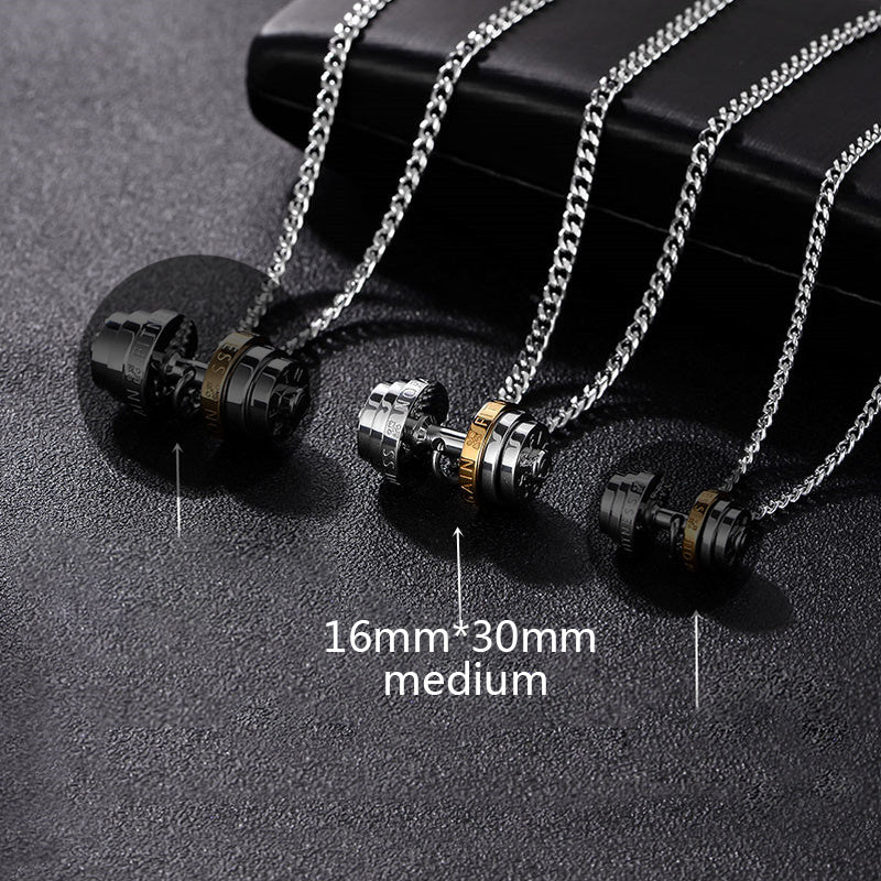 Stainless Steel Weights Gym Barbell Necklace Men - Nyaabs