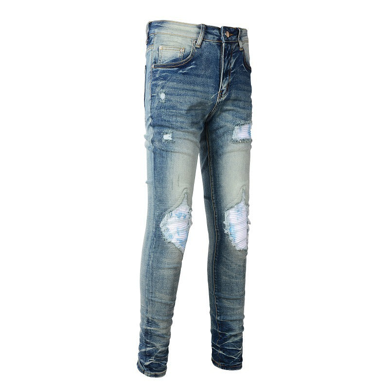 Ripped Color Patch Jeans Retro - Nyaabs