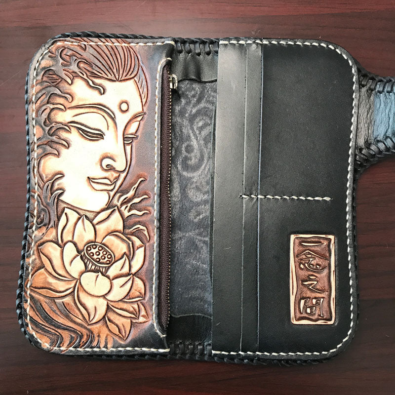 Men's Top Layer Cow Leather Carving Wallet - Nyaabs