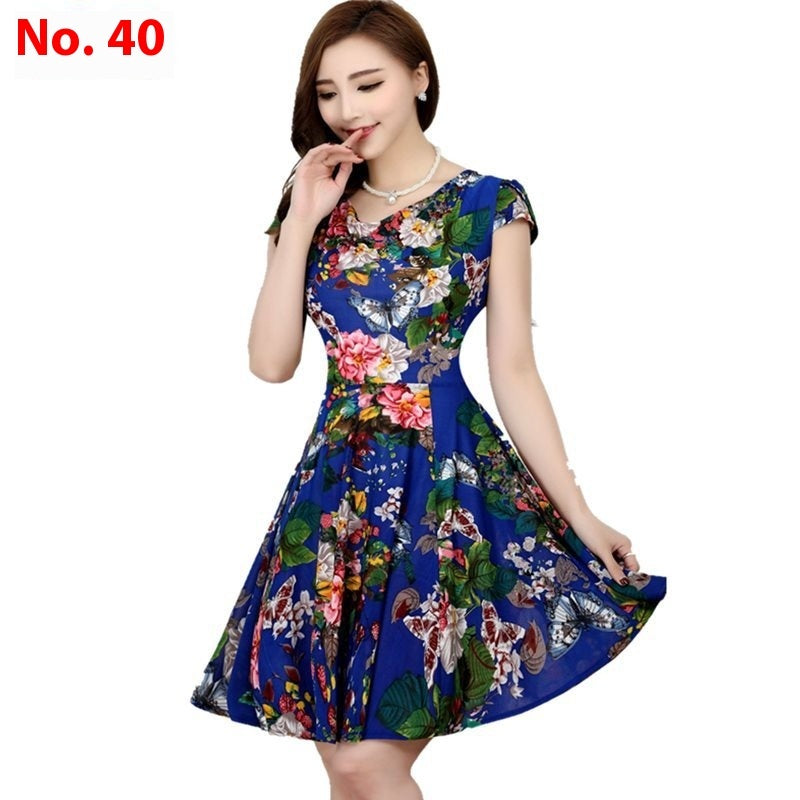 Short Sleeve Mid-length Summer Floral Skirt - Nyaabs