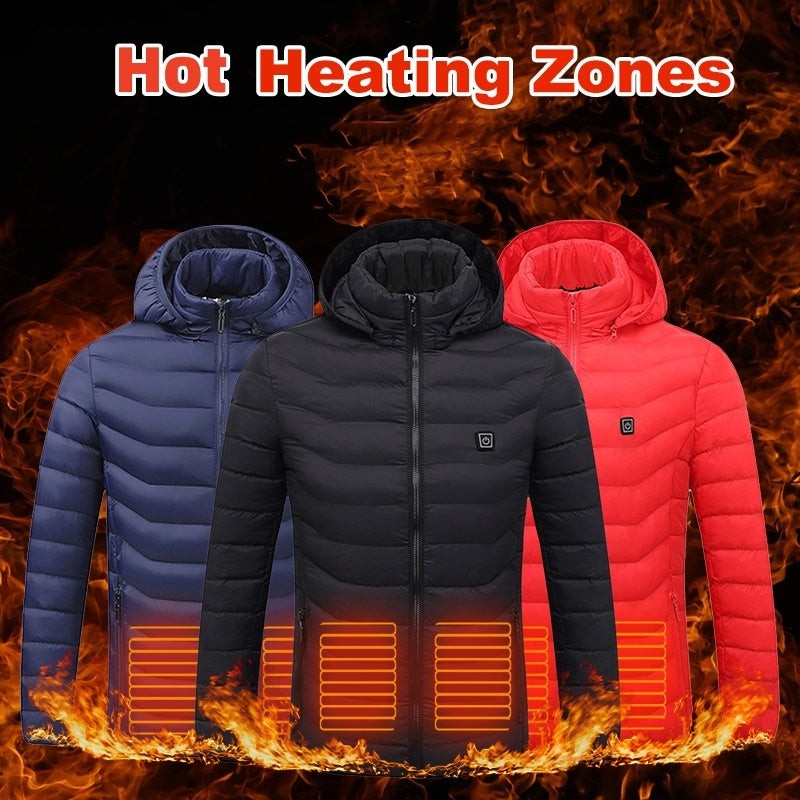 Men Heated Puffer Jacket Electric Heating Coat Insulated Hood Windbreaker 9Heat Zones - Nyaabs