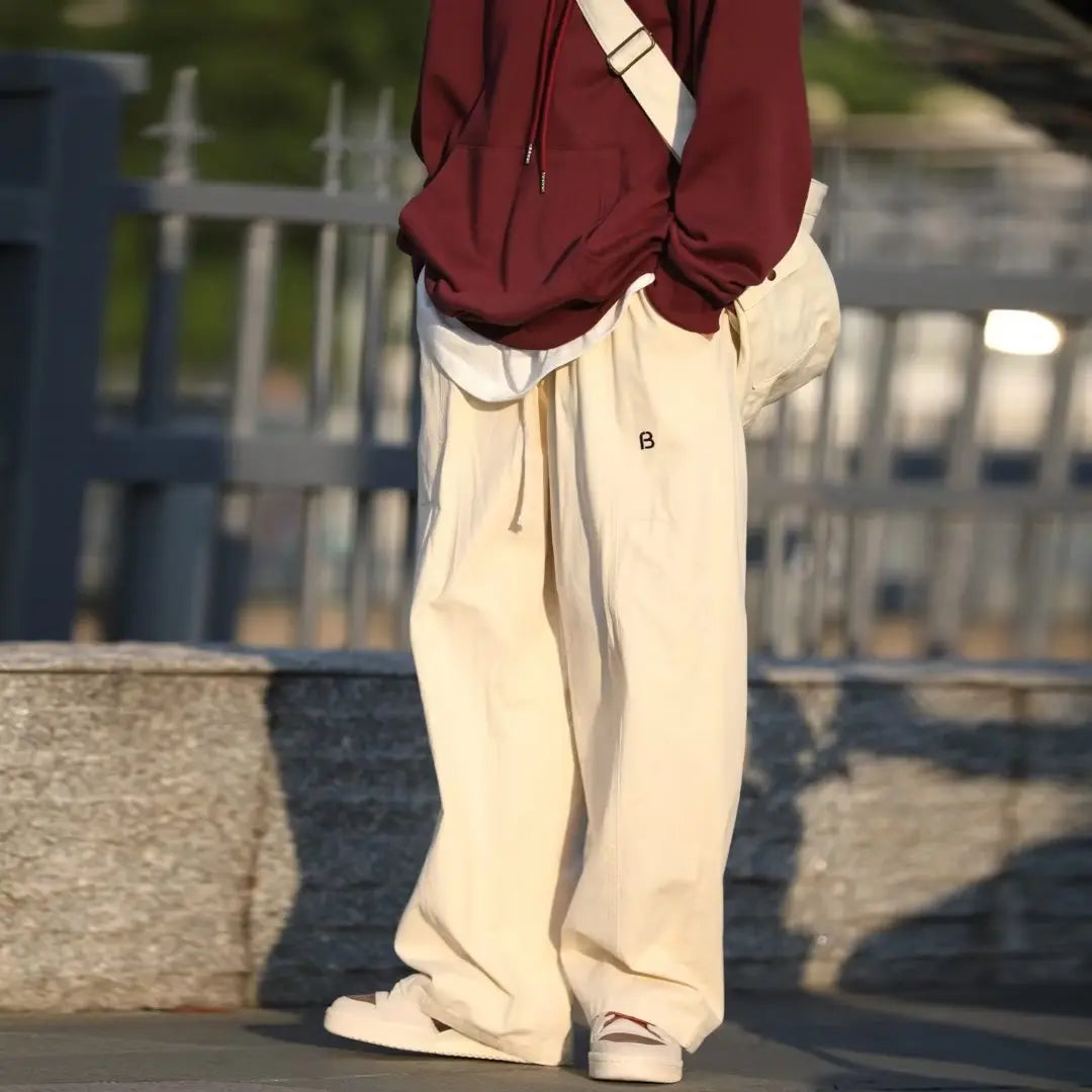 Men's Solid Color Summer Youth Popularity Sports Pants Loose Basic All-matching Trousers - Nyaabs