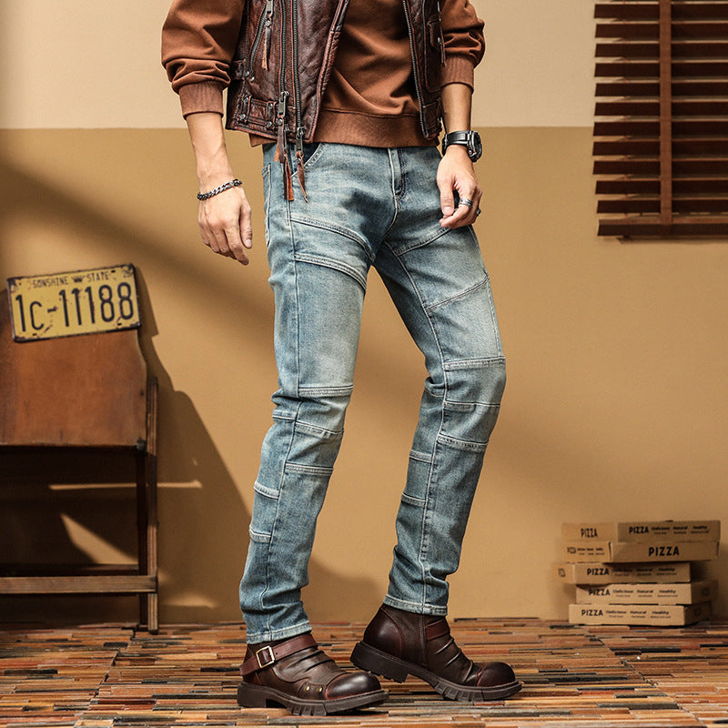 Casual Straight-leg Slim Fit High Quality Stretch Blue Denim Trousers - Nyaabs