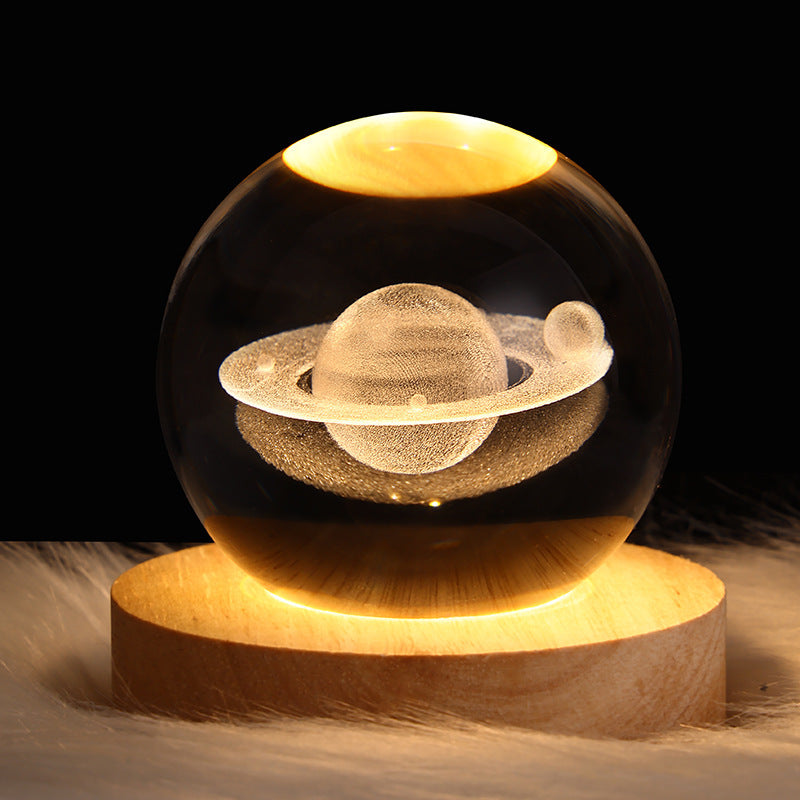 LED Night Light Galaxy Crystal Ball Table Lamp 3D Planet Moon Lamp Bedroom Home Decor For Kids Party Children Birthday Gifts nyaabs.com