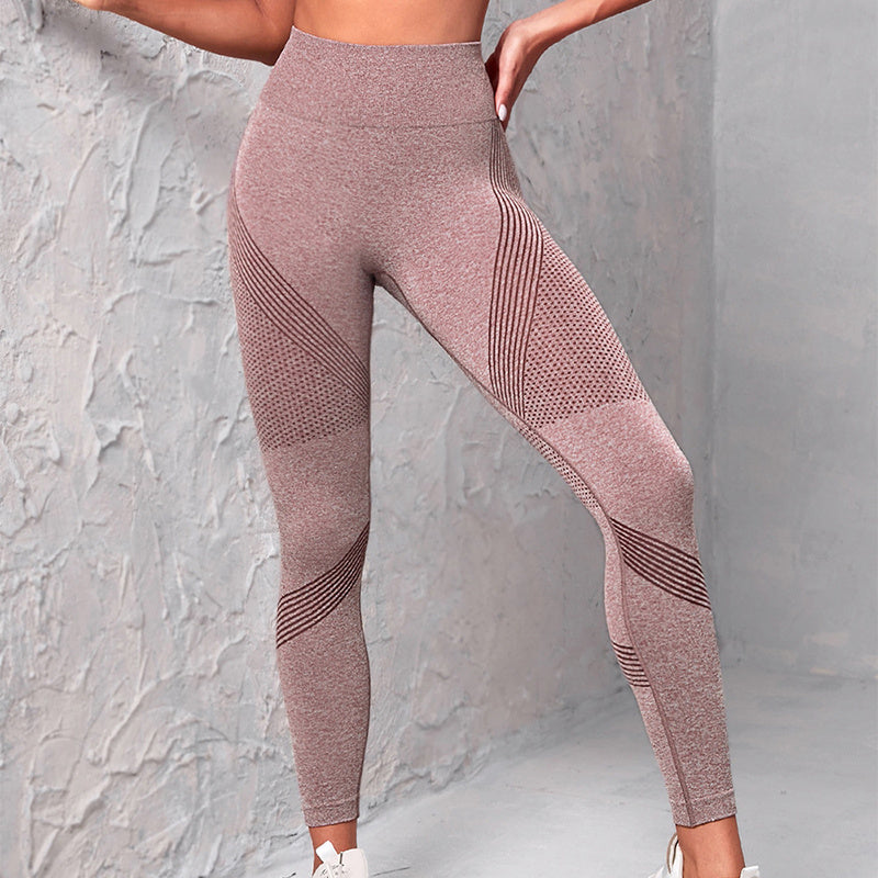 High Waist Seamless Yoga Pants Women's Solid Color Dot Striped Print Butt Lifting Leggings Fitness Running Sport Gym Legging Outfits - Nyaabs